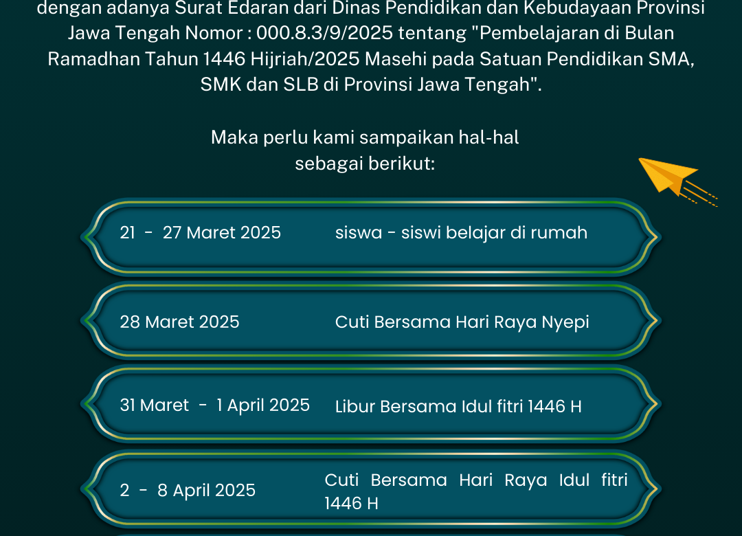 Pengumuman Libur Hari Raya Idul Fitri dan Cuti Bersama